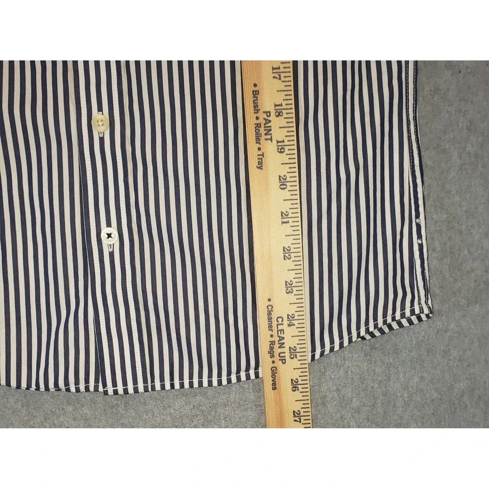 Abercrombie & Fitch Muscle Button Up Shirt Men Blue White Stripe Sz S Moose Logo